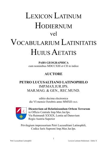 Pars Geographica - Lexicon Latinum Hodiernum