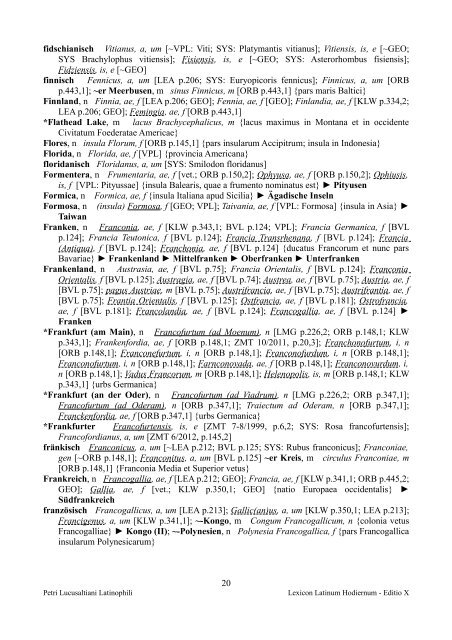 Pars Geographica - Lexicon Latinum Hodiernum