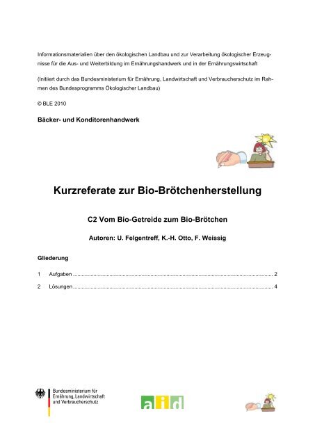 Kurzreferate zur Bio-Brötchenherstellung - Oekolandbau.de