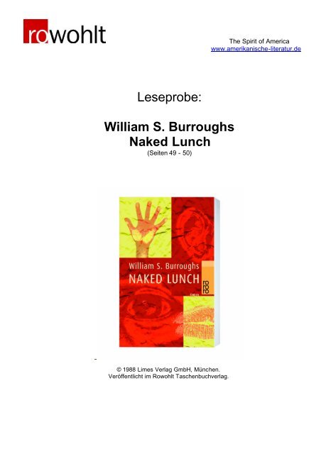 Leseprobe: William S. Burroughs Naked Lunch - Fuxx