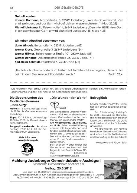 Gemeindebote Nr. 125 Mai 2012 ohne Werbung.pdf - Evangelisch ...