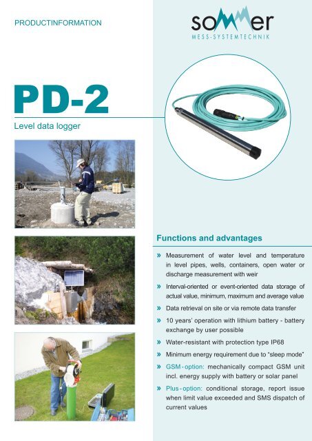 Functions and advantages » » » » » » » » Level data logger