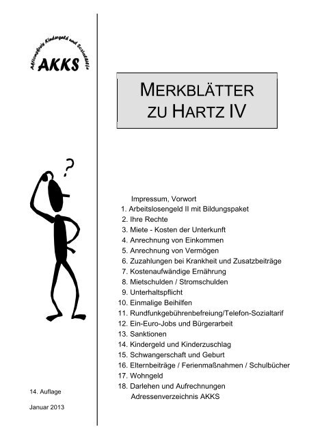 MERKBLÄTTER ZU HARTZ IV - QuarterNet