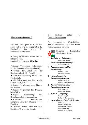 Jahresbericht 2000 - FF Dobermannsdorf