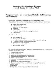 Auswertung des Workshops „Burn-out“ vom 2. Oktober ... - Forum 65