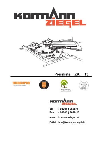 Preisliste ZK. 13 - Kormann Ziegel