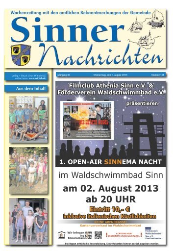 präsentieren am 02. August 2013 ab 20 UHR - Gemeinde Sinn