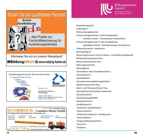 Bildungsmesse Hamm 2012 Programm - Wirtschaftsförderung Hamm