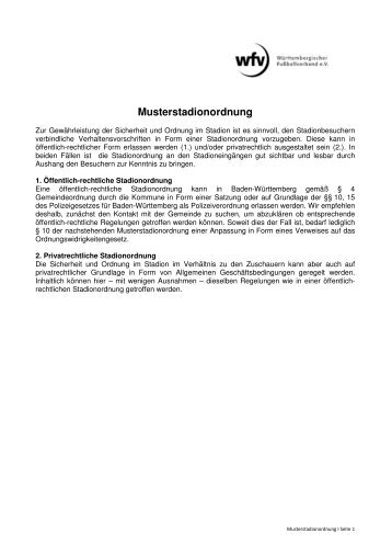 Musterstadionordnung - SRG Ehingen