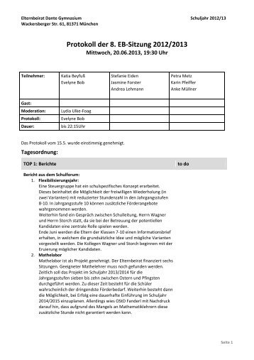 Protokoll der 8. EB-Sitzung 2012/2013 - Elternbeirat Dante ...