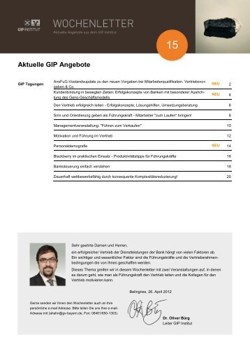 Aktuelle GIP Angebote - GIP Institut