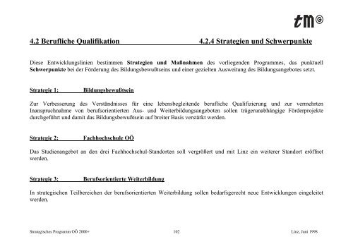 Strategisches Programm OÖ 2000+ - TMG