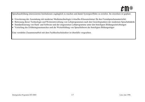 Strategisches Programm OÖ 2000+ - TMG