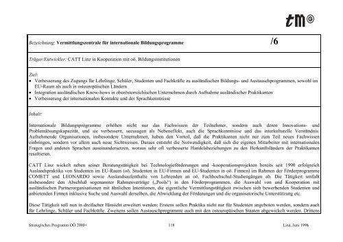 Strategisches Programm OÖ 2000+ - TMG