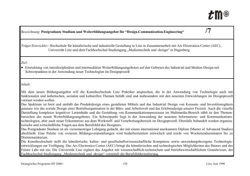 Strategisches Programm OÖ 2000+ - TMG