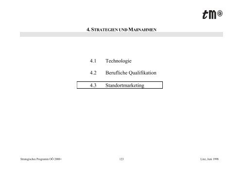 Strategisches Programm OÖ 2000+ - TMG