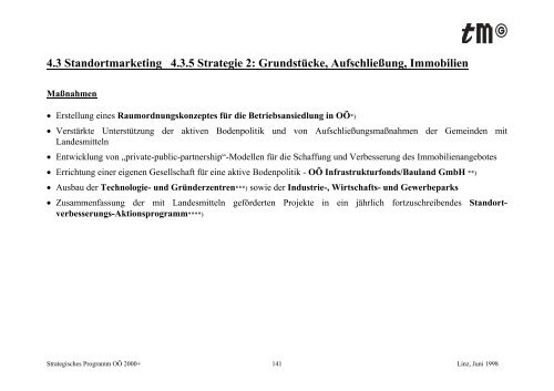 Strategisches Programm OÖ 2000+ - TMG