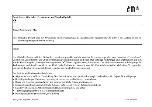 Strategisches Programm OÖ 2000+ - TMG