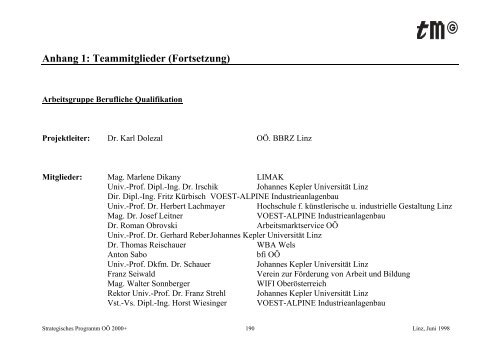 Strategisches Programm OÖ 2000+ - TMG