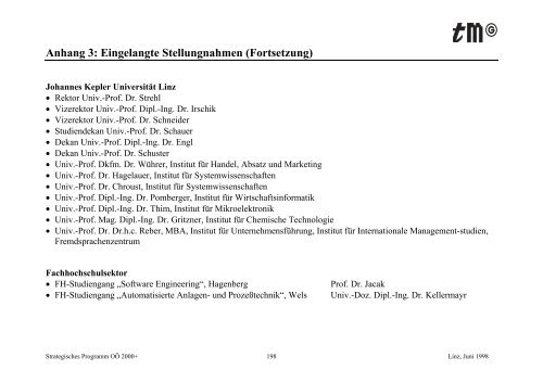 Strategisches Programm OÖ 2000+ - TMG