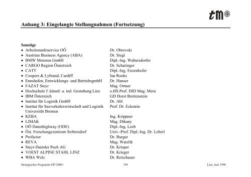 Strategisches Programm OÖ 2000+ - TMG