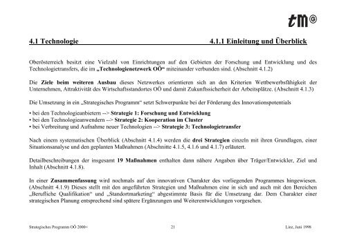 Strategisches Programm OÖ 2000+ - TMG