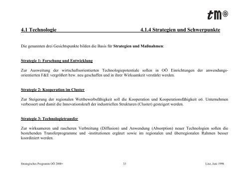 Strategisches Programm OÖ 2000+ - TMG