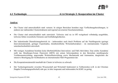 Strategisches Programm OÖ 2000+ - TMG