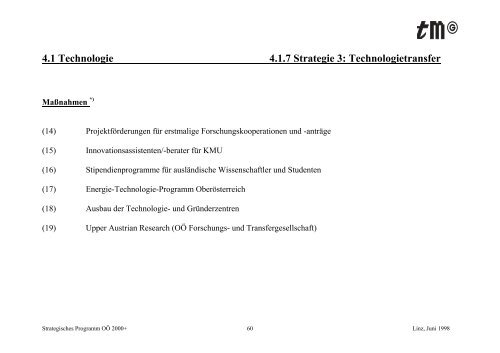 Strategisches Programm OÖ 2000+ - TMG