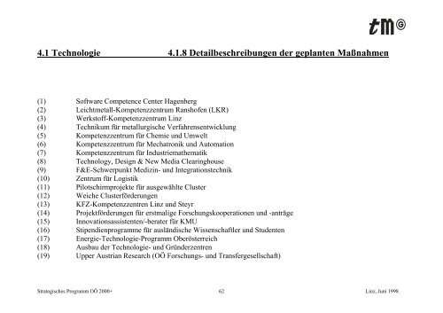 Strategisches Programm OÖ 2000+ - TMG