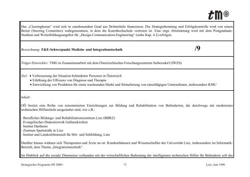 Strategisches Programm OÖ 2000+ - TMG