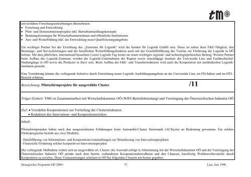 Strategisches Programm OÖ 2000+ - TMG