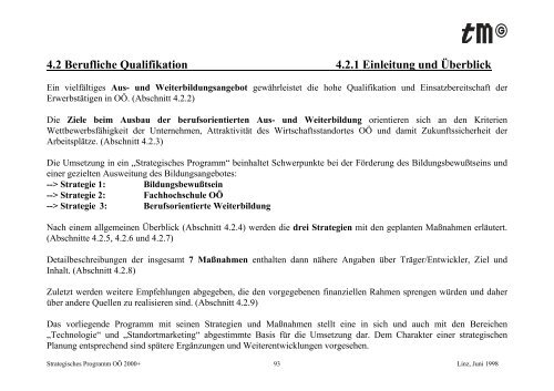 Strategisches Programm OÖ 2000+ - TMG