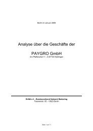 Analyse über die Geschäfte der PAYGRO GmbH - MLM