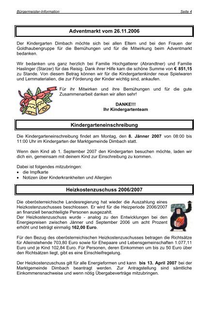 Jahresrückblick - Marktgemeinde Dimbach