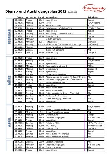 Dienst- und Ausbildungsplan 2012 Stand 120206 - Freiwillige ...
