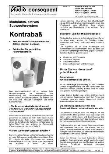 Subwoofersystem KONTRABAß - Audio Consequent