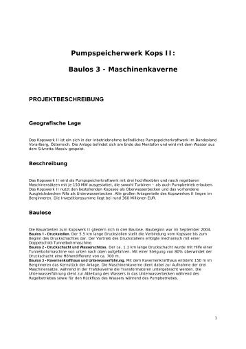 Pumpspeicherwerk Kops II: Baulos 3 - Maschinenkaverne - ita-aites.at