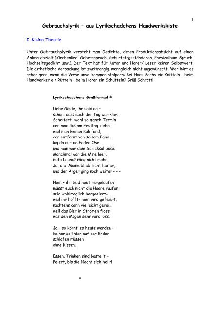 PDF- Gebrauch erlaubt - Lyrikschadchen.de