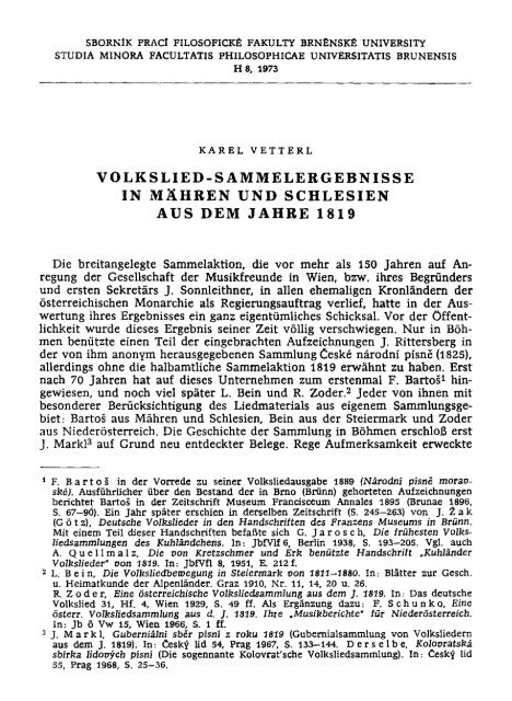 volkslied-sammelergebnisse in mahren und schlesien aus dem ...