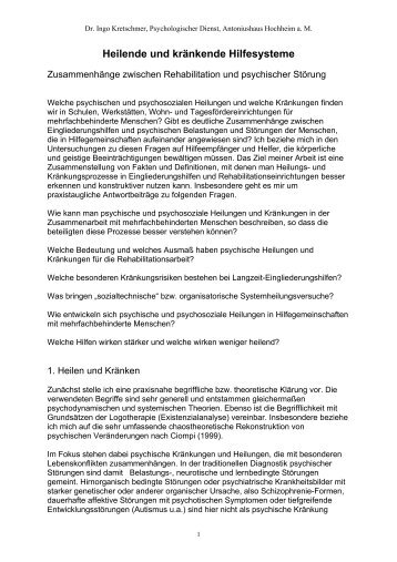 Heilende und kränkende Hilfesysteme - Dr. Ingo Kretschmer, Diplom ...