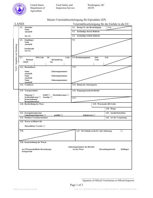 Page 1 of 3 Muster-Veterinärbescheinigung für Eiprodukte (EP ...