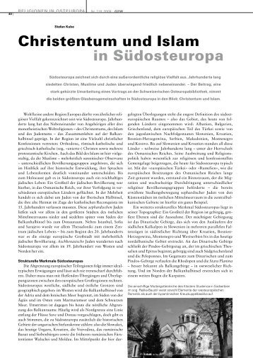 Christentum und Islam in Südosteuropa (pdf, 283KB)