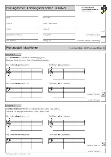 Prüfungsbogen JMLA Bronze - Bläserjugend
