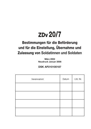 ZDv 20/7 - Reservisten der Bundeswehr