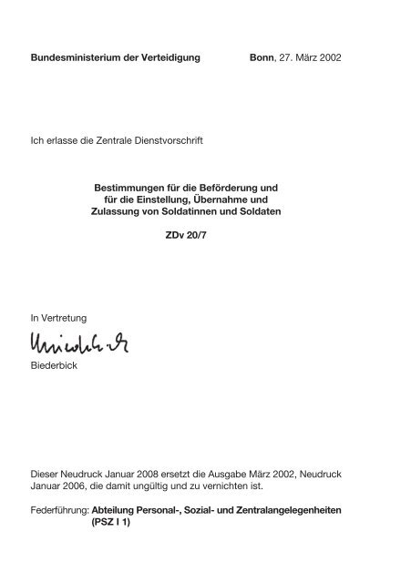 ZDv 20/7 - Reservisten der Bundeswehr