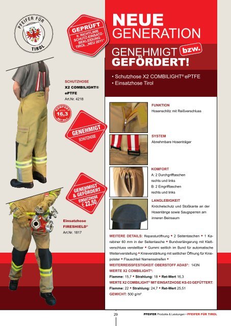 PRODUKTE & LEISTUNGEN - Pfeifer Feuerwehrbekleidung