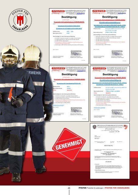 PRODUKTE & LEISTUNGEN - Pfeifer Feuerwehrbekleidung