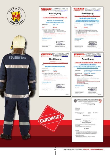 PRODUKTE & LEISTUNGEN - Pfeifer Feuerwehrbekleidung