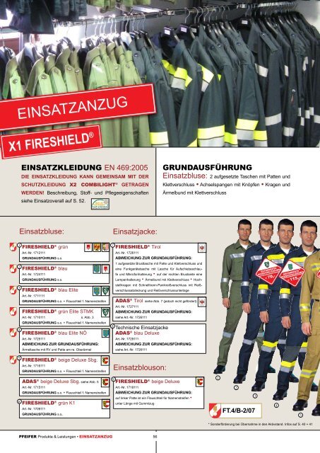 PRODUKTE & LEISTUNGEN - Pfeifer Feuerwehrbekleidung